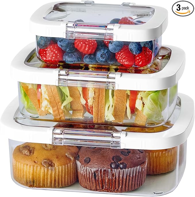 Felli Duo Loc Tritan Meal Prep Containers Microwave Safe BPA FREE, Leak Proof Lunchable Container for Leftovers Kitchen Fridge Freezer, Reusable Plastic On the Go Lunch Travel Box (Beginner 3pk)