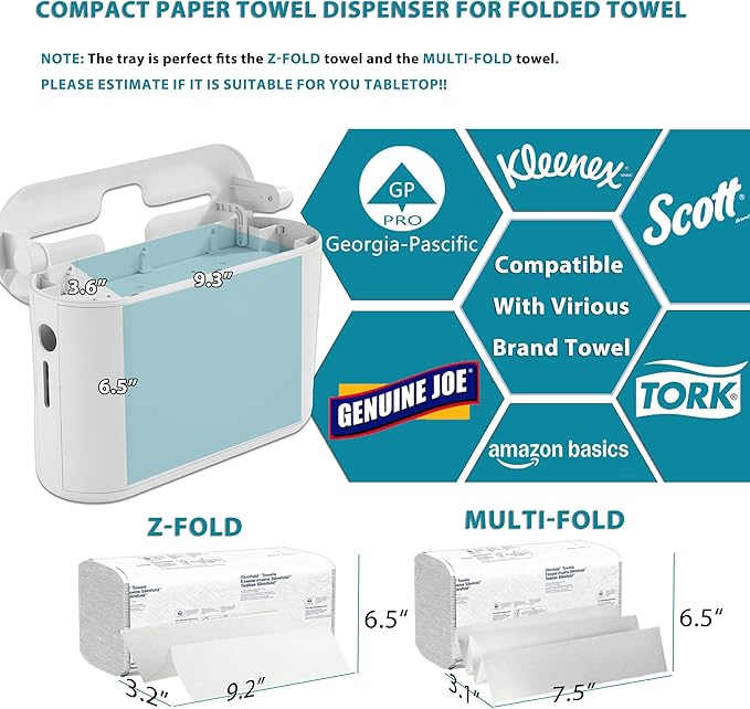 Multifold Paper Towel Dispenser Countertop: Modunful Z Flod/Tri Fold Hand Towel, Commercial Napkin Dispenser for Home, Kitchen, Bathroom, Toilet, Bedroom