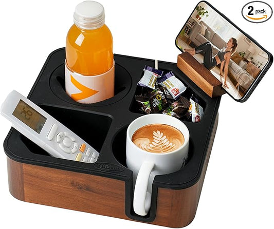 Acacia Wooden Couch Caddy Slotting (Black)
