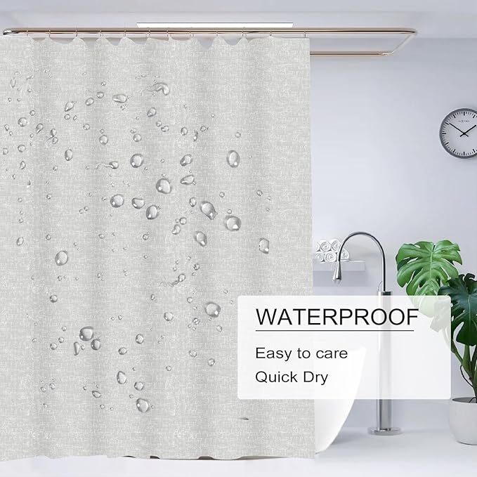 TIKABC Grey Shower Curtain Liner, 4G PEVA Shower Liner, Plastic Peva Waterproof Shower Curtains, 72x72 inch with Grommet Holes 3 Magnetic Weights