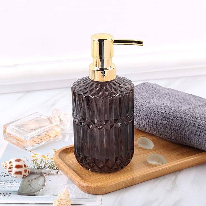 YunNasi Soap Dispenser with Pump, Refillable Liquid Hand Soap Dish Soap Dispensers for Bathroom Counter, Kitchen Sink (Dark Gray)
