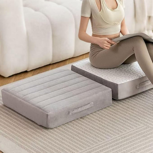 22 inch Floor Pillow for Adults and Kids - Meditation Cushions and Yoga Cushion for Floor Sitting - Ideal for Living Room and Outdoor Use - Machine Washable (1, Light Gray)