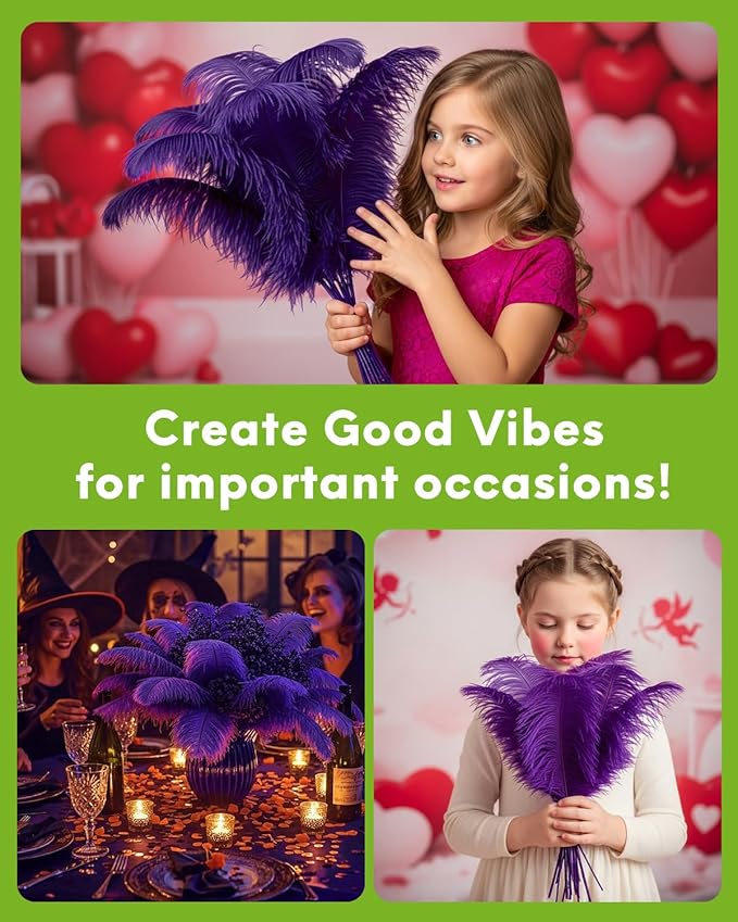 30pcs Purple Ostrich Feathers Natural Bulk 11-14inch(28-35cm) Vase Craft Wedding Home Party Centerpieces Christmas Day Decoration