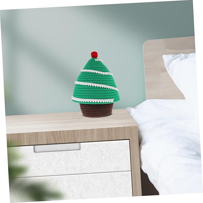 Christmas Tree Shaped Storage Basket Lid for Organizing Home Supplies Decorative Desktop Knitting and Cosmetic Organizer for Festive Decor and Everyday Use