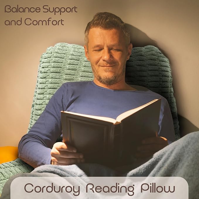 Reading Pillows for Sitting in Bed Adult, Back Rest Pillow for Sitting Up in Bed and Couch, Back Support Chair Pillow Support for Adult Backrest Pillows for Reading (Sage Green 21 Inch)