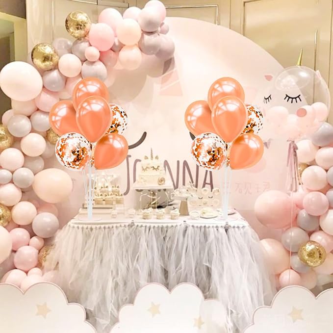 ZJDHPTY Rose Gold Balloon Stand Centerpiece Table Decorations for Birthday Anniversary Engagement Wedding Bridal Shower Graduation Mother's Day Party Decorations New Years Eve 2026(Rose gold set4)
