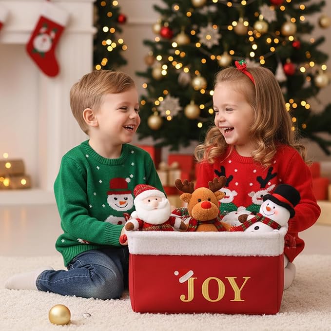 INough Christmas Basket Large Empty Christmas Baskets Red Christmas Gift Baskets with Handles Holiday Storage for Gifts Holiday Christmas Decor for Baby/Kids/Nursery Room