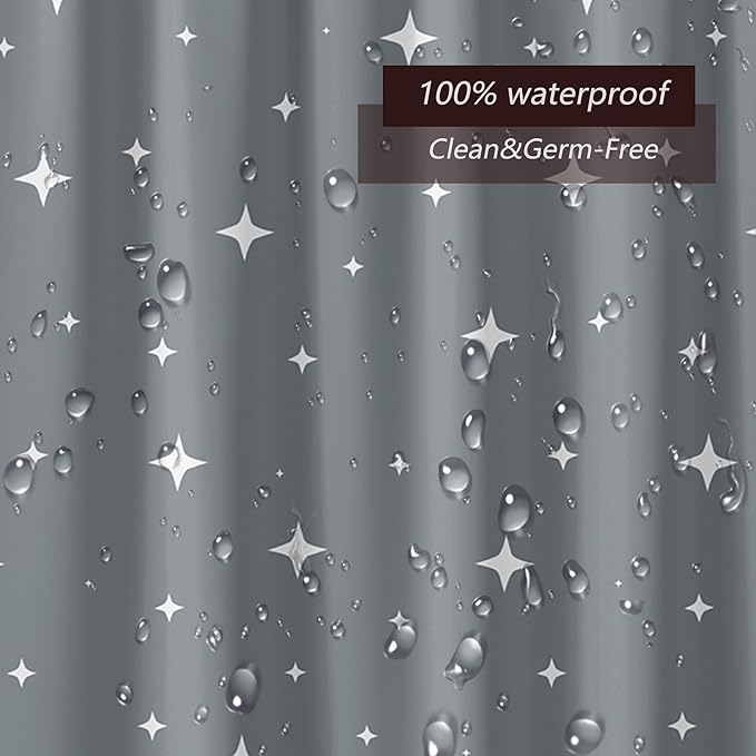 TIKABC Black Shower Curtain Liner, 4G PEVA Shower Liner, Plastic Peva Waterproof Shower Curtains, 72x72 inch with Grommet Holes 3 Magnetic Weights