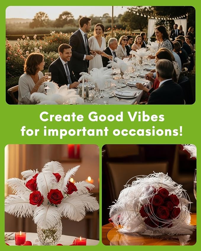 30pcs White Ostrich Feathers Natural Bulk 13-16in(33-40cm) Vase Craft Wedding Home Party Centerpieces Christmas Day Decoration