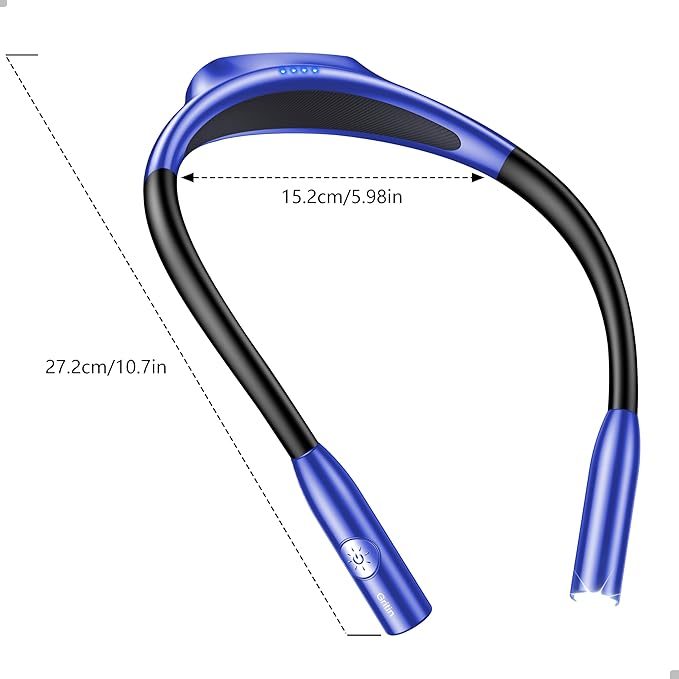 Gritin LED Neck Reading Light,Book Light for Reading in Bed-Eye Caring 3 Colors, Dimmable Brightness, Bendable Arms, 80+Hrs Runtime, Neck Round Design, Lightweight for Crafting, Knitting-Dark Blue
