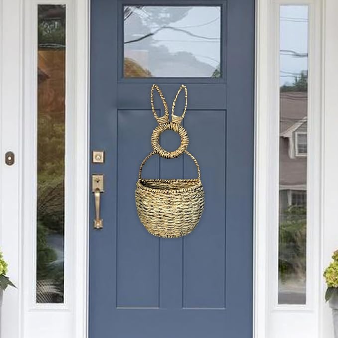 Decorative Rattan Rabbits Wall Mount Basket From Rattan Materials Fit Various Room Styles Natural Flexible Basket