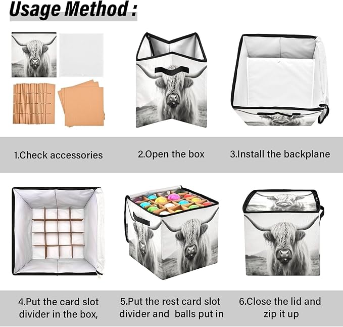 Kigai Highland Cow Christmas Ornament Storage Box with Zipper & Adjustable Dividers Holiday Ornament Organizer Xmas Storage Container, 64 Balls