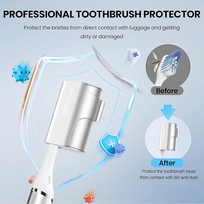 Aluminum Toothbrush Head Cover Cap, Tooth Brush Travel Protector Case Snap-On Design Suitable for Electric and Manual Brushes，2-Pack (Silver + Black)