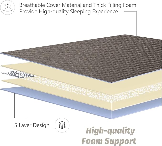 MAXYOYO Japanese Floor Mattress Futon Mattress, Thicken Tatami Mat Sleeping Pad Foldable Roll Up Mat for Boys Girls Dormitory Kids Floor Couch, Charcoal Grey, Twin