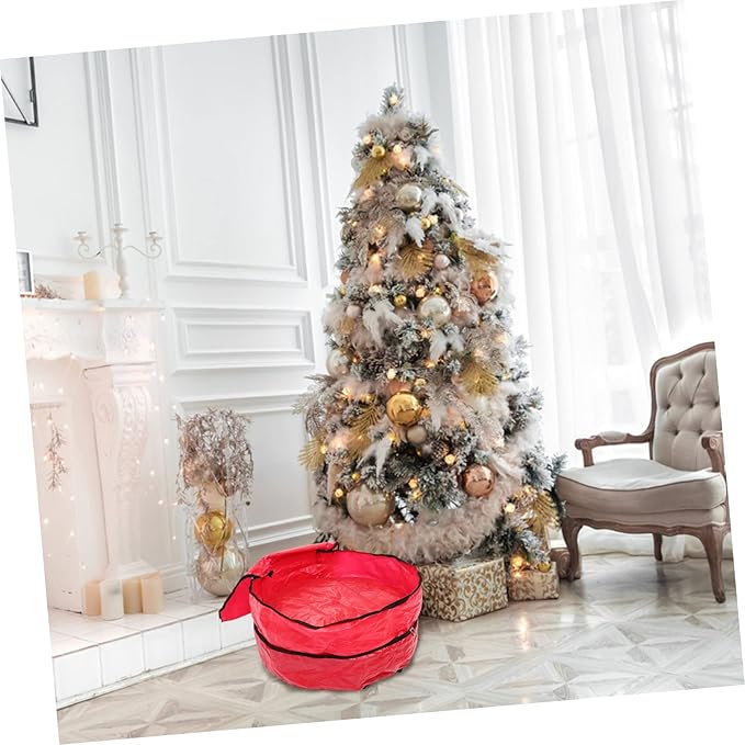 Garneck 4pcs Double Wreath Storage Bag Zippered Organizer Pouch with Carry Straps for Holiday Wreath Decoration Storage