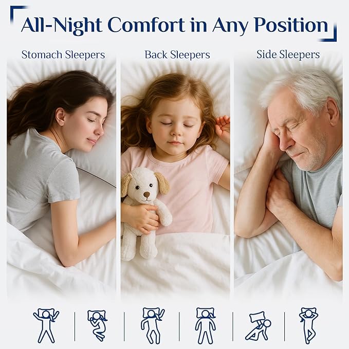 JOLLYVOGUE Bed Pillows Standard Size Set of 4, Cooling and Supportive Full Pillow 4 Pack with Down Alternative Filling for Side and Back Sleepers, Hotel Collection