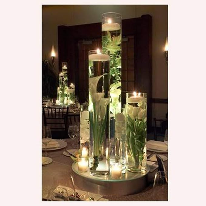 WGVI Quality Thick Weighted Tall Clear Cylinder Glass Vases, 4" W x 20" H, Flower Arrangement Floating Candle Holders Wedding Centerpieces Event Floral Tabletop Display Décor, Bulk Wholesale, 6 Pcs