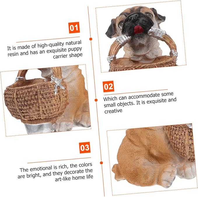 1pc Creative Resin Puppy Storage Basket Cute Key Holder for Entryway Home Decor and Sundries Organization for