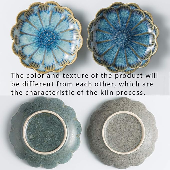 Mecaikru ring holder, flower shape decorative earring stand, jewelry tray, key bowl, trinket dish for women and friends, flower blue