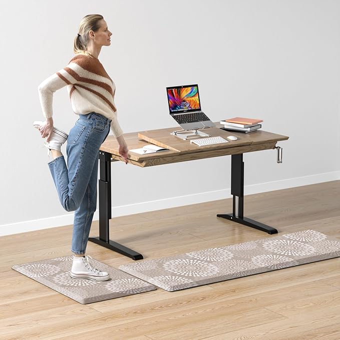 LuxStep Kitchen Mats for Floor,0.47 inch Thicker Cushioned Rug Anti-Fatigue Mats for Kitchen Decor Accessories,Waterproof Non-Slip Mats and Rugs Set for Office,Laundry 17.3"×29"+17.3"×60",Khaki