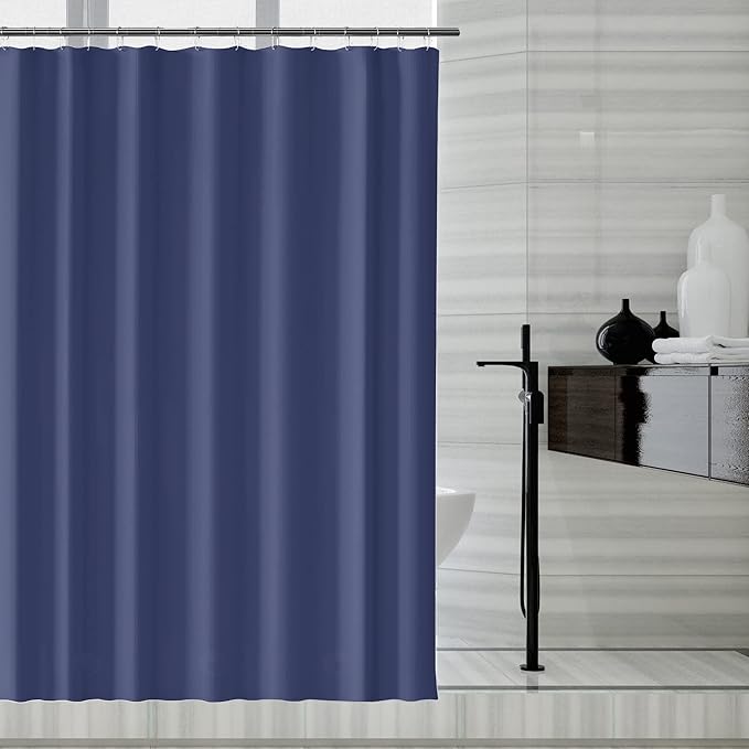 LLSCL Blue Fabric Shower Curtain Liner with Bottom Counterweight, Waterproof Hotel Quality, 72 x 72 Machine Washable