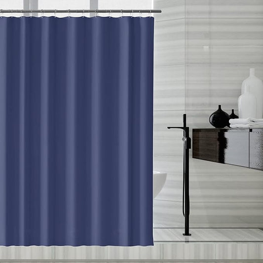 LLSCL Blue Fabric Shower Curtain Liner with Bottom Counterweight, Waterproof Hotel Quality, 72 x 72 Machine Washable
