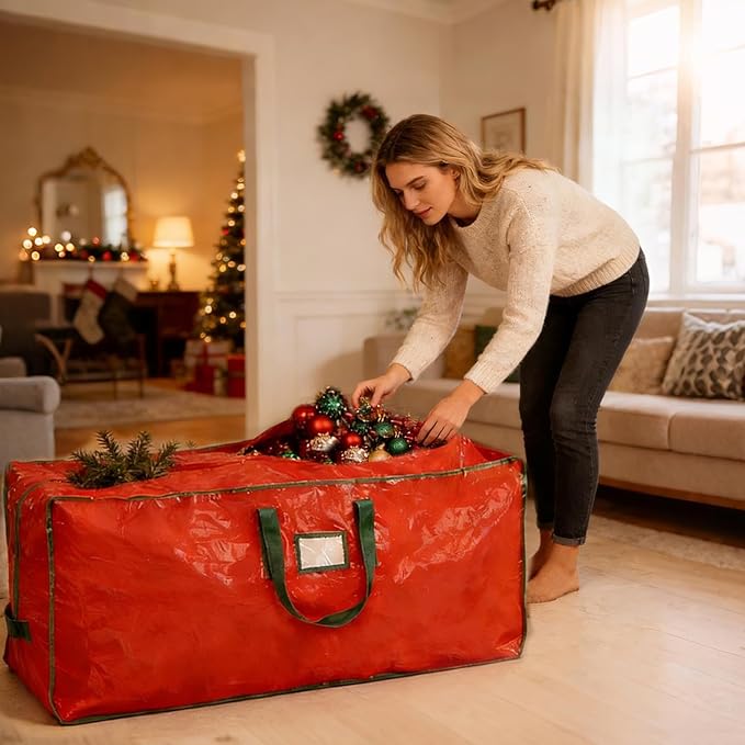Christmas Tree Bag - Zippered Large Holder Organizer, Heavy Duty Tree Bags with Reinforced Handles for Home, Basement, Garage, Closet, College Dorm, Attic, Easy Storage
