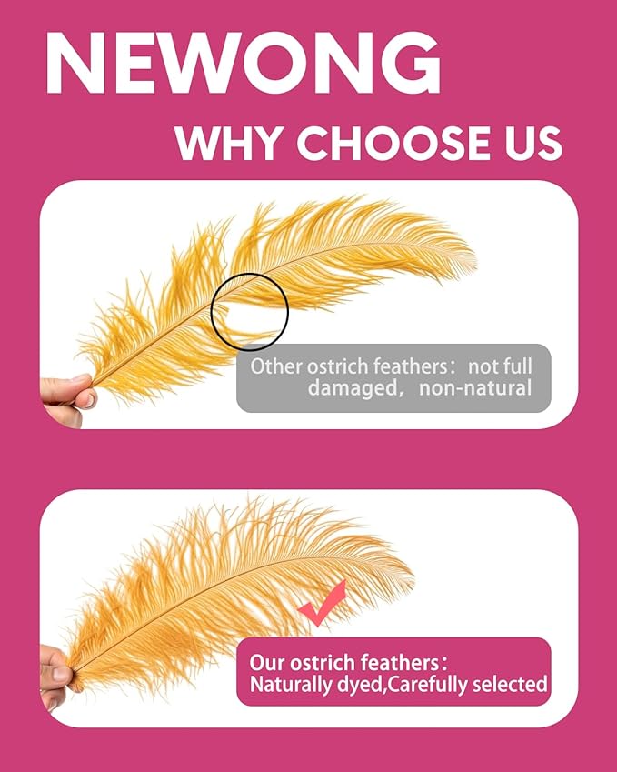30pcs Gold Ostrich Feathers Natural Bulk 9-12inch(23-30cm) Vase Craft Wedding Home Party Centerpieces Christmas Day Decoration