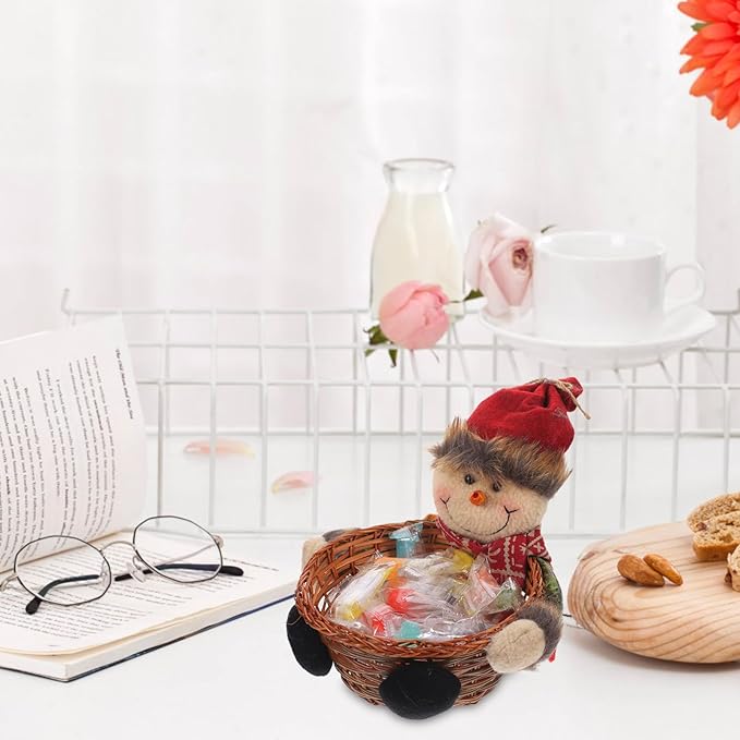 Outanaya Christmas Balls Ornaments Snowman Decor Candy Storage Basket Xmas Party Holder Random Style