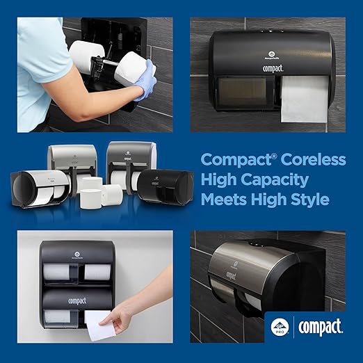 Georgia-Pacific Compact 2-Roll Side-by-Side Coreless High-Capacity Toilet Paper Dispenser by GP PRO (Georgia-Pacific); Black; 56784A; 1 Dispenser