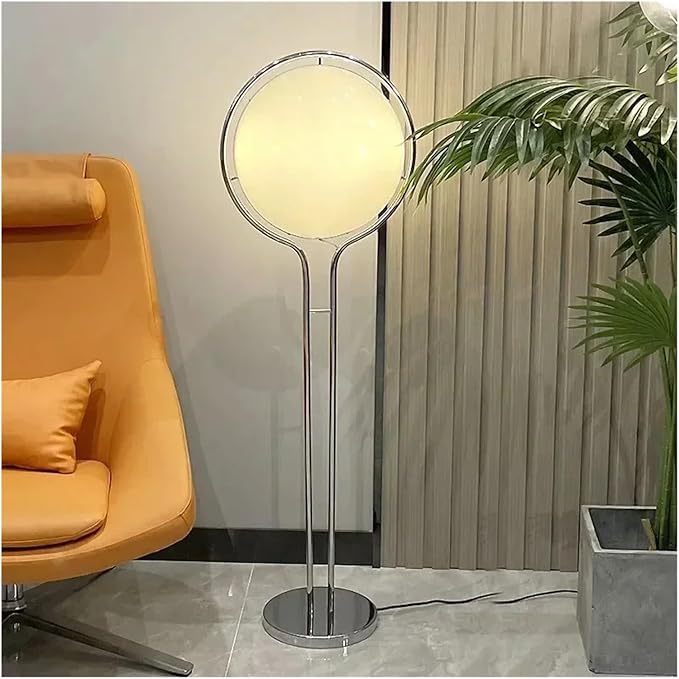 Creative Desk Lamp Chrome Metal White Acrylic Ball Lights Modern Art Lighting Living Study Room Home Decor Floor Lamp(Warm Light,White Light)