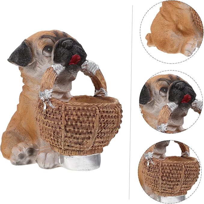 1Pc Cute Puppy Resin Key Holder Tray Multi Functional Storage Basket for Sundries Creative Desktop Adornment for Home Decor for Entryway and Organizing
