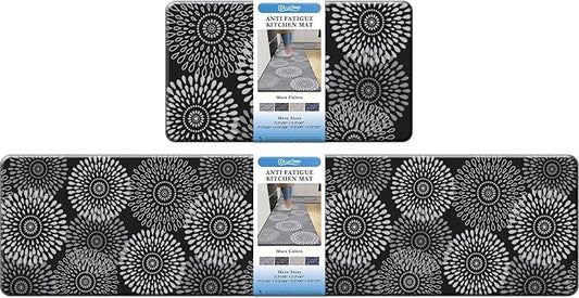 LuxStep Kitchen Mat Cushioned Rugs Anti-Fatigue Mats for Kitchen Floor,Waterproof Non-Slip Mats and Rugs Set for Office,Floor,Laundry 17.3"×30"+17.3"×70",Black