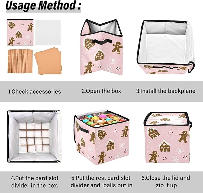 Pink Snowflake Christmas Ornament Storage Basket Box Winter Xmas Holiday Storage Container Cube with Adjustable Dividers for 64 Holiday Ornaments or Decorations Keeps Clean and Dry for Next Season