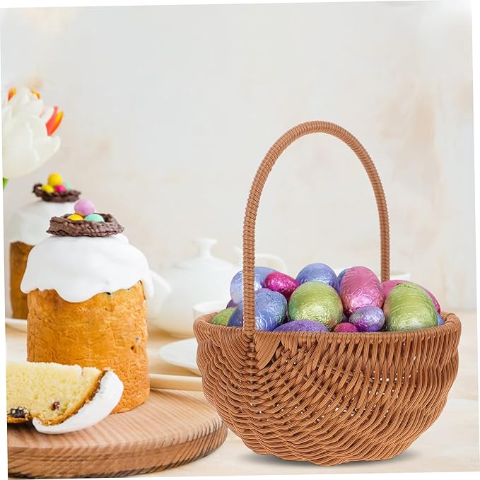 Rectangular Easter Storage Basket Mini Weaving Basket with Handle for Home Decoration Party Use and Candy Storage Charming Easter Ornament