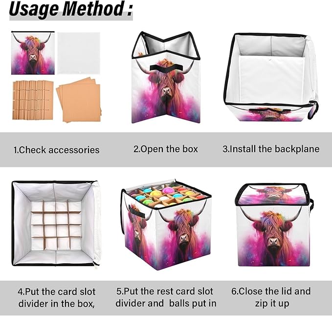 Kigai Highland Cow Christmas Ornament Storage Box with Zipper & Adjustable Dividers Holiday Ornament Organizer Xmas Storage Container, 64 Balls