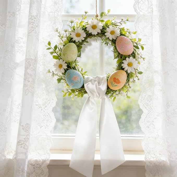 Dream Loom Wreath Sash for Front Door, 4pcs White Wreath Sash Holiday Baby Shower Wreath Accessories for Home Birthday Wedding Christmas Decorations