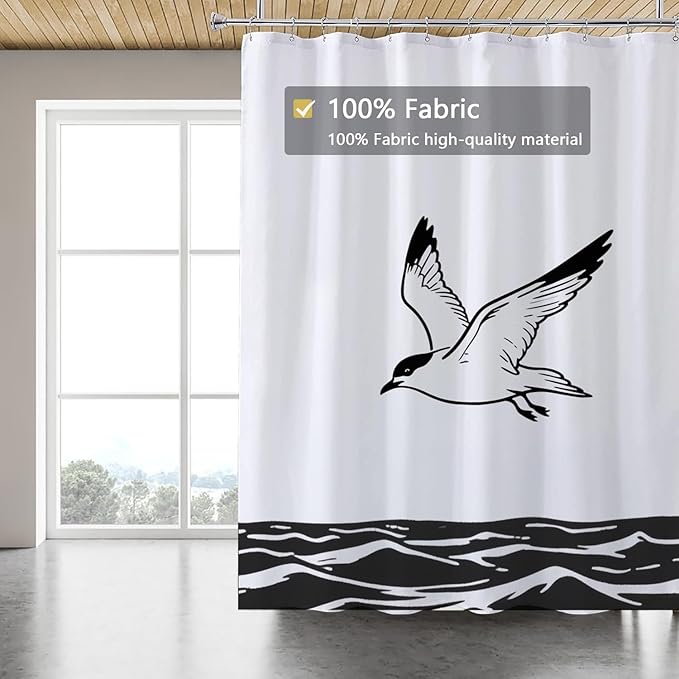 LLSCL Fabric Shower Curtain Liner with Magnets, Waterproof Hotel Quality, 72 x 72 Machine Washable