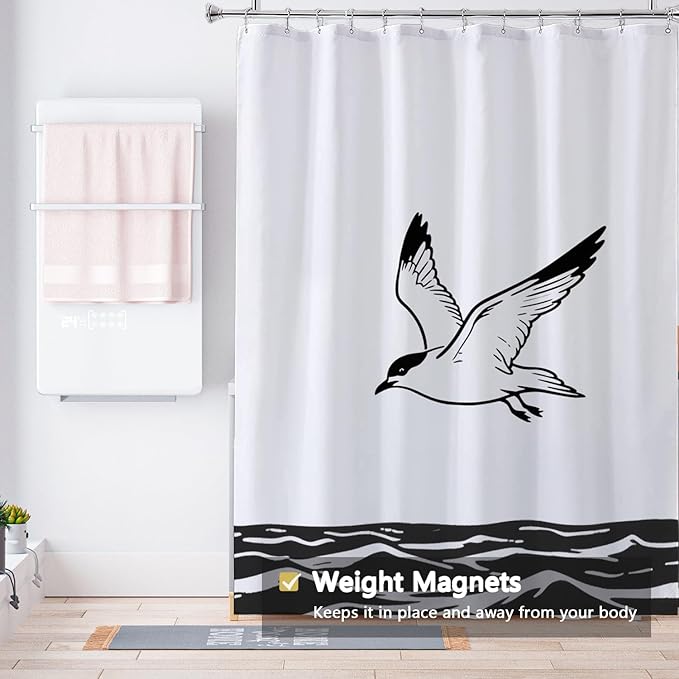 LLSCL Fabric Shower Curtain Liner with Magnets, Waterproof Hotel Quality, 72 x 72 Machine Washable