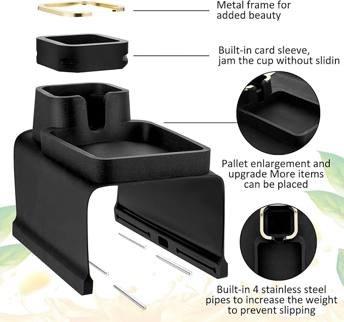 1 Pc Couch Cup Holder Tray Silicone Anti-Spill Anti Slip Sofa Armrest Drink Holder Weighted Couch Caddy Recliner Arm Table for Remote Controls, Phones, Cups and Snacks (Black)