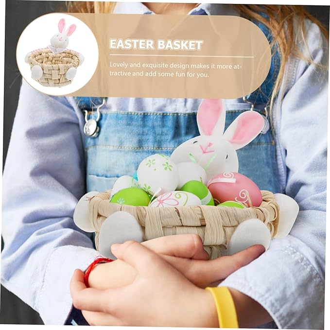 PRETYZOOM Easter Bunny Storage Basket Adorable Straw Woven Basket for Home Decor Random Color for Living Room Boys and Girls Room Garden and Easter Celebrations