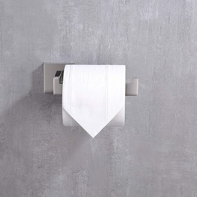 TASTOS Polished Chrome Toilet Paper Holder SUS304 Stainless Steel, Modern Square Half Open Bathroom 5 inch TP Holder Wall Mount Rustfree Tissue Roll Dispenser for Washroom Kitchen