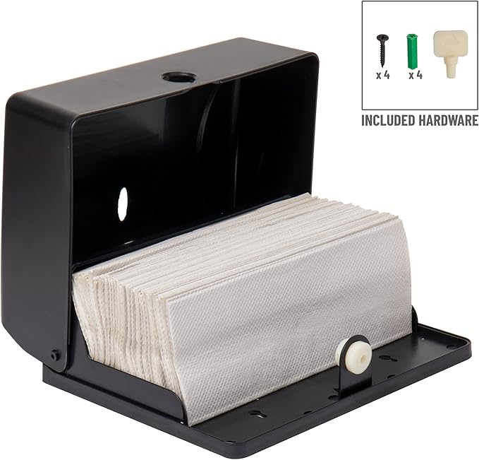 Mind Reader Paper Towel Dispenser, Tri-Fold Towel Holder, Restroom, Wall Mount, Bathroom, Black
