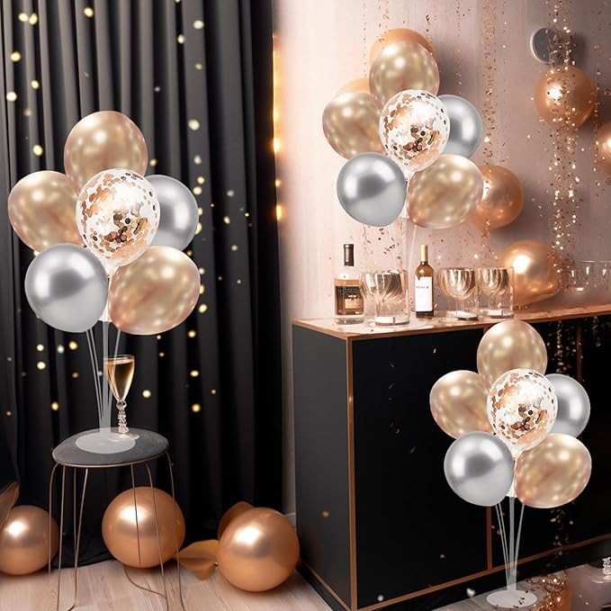 ZJDHPTY Champagne Balloon Stand Centerpiece Table Decorations for Women's Birthday Bridal Shower Wedding Engagement Anniversary Retirement Mother's Day New Years Decorations 2026 (Champagne set4)