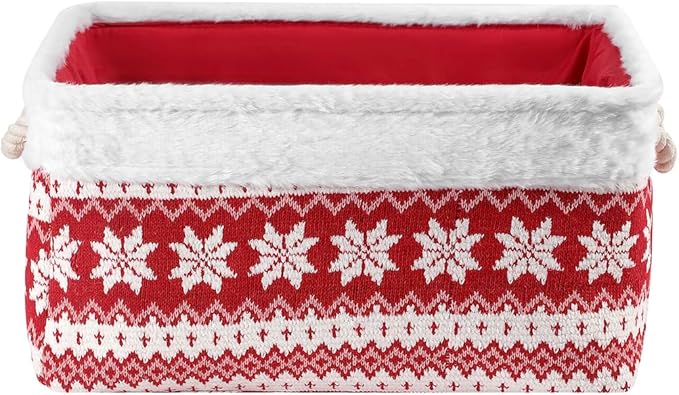 INough Christmas Basket Large Empty Christmas Baskets Red Christma Gift Baskets with Handles Holiday Storage for Gifts Holiday Decor for Baby/Kids/Nursery Room
