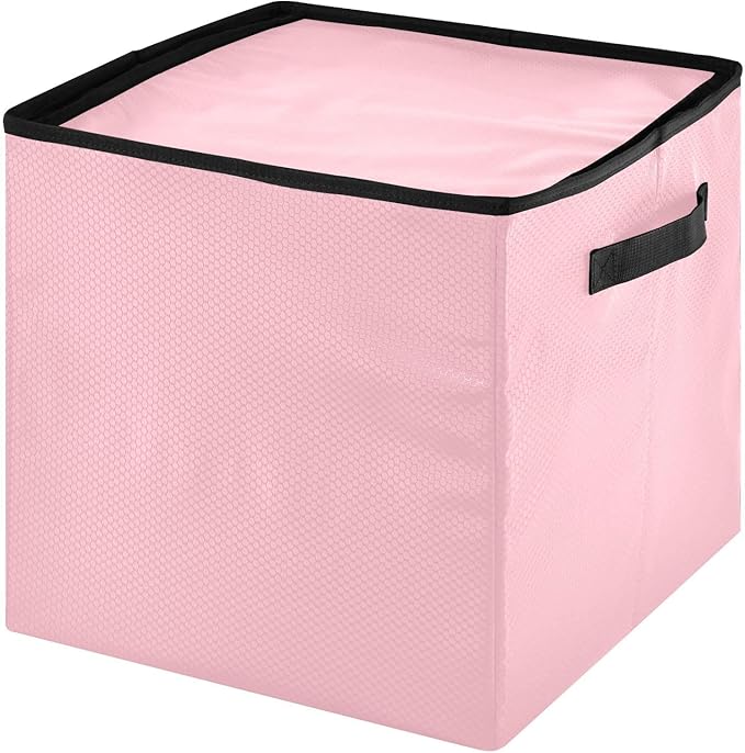Pink Christmas Ornament Storage Basket Box Holiday Storage Container Cube with Adjustable Dividers for 64 Holiday Ornaments or Decorations Keeps Clean and Dry for Next Season