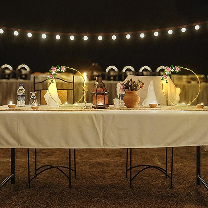 Centerpiece Table Decorations 10Pcs 12 Inch,Metal Floral Hoop Wedding centerpieces for Tables with Lights.Wreath Gold Hoop Rings for Home Decorations Wedding Table Decorations and Party Table Decor.