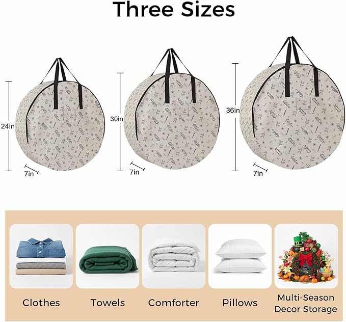 Storage Bag Wheat Ear Round Storage Totes Bins Closet Organizers with Zippers & Handle Floral Leaf Plant Linen Clothes Storage Container for Bedroom Dorm Space Saving Packing Supplies Moving Bags