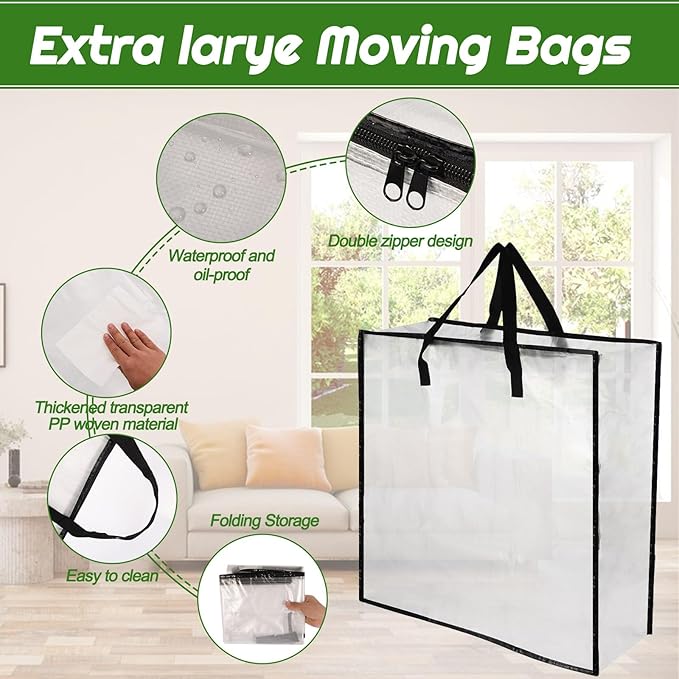 4 Piece Clear Christmas Wreath Storage Container, Large Square Gift Bag Organizer Garland Container Moving Bags Clothes Storage Bags for Xmas Seasonal Wreath Clothes Storage