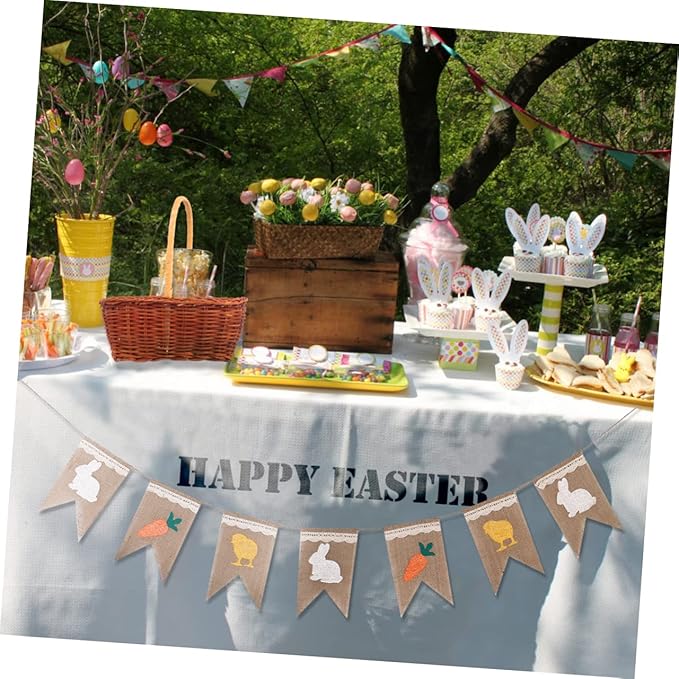 Luxshiny 3pcs Rectangular Mini Easter Basket for Storage and Decoration for Collection and Party Use Easter Accessory Handle
